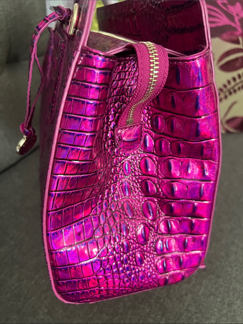 BRAHMIN Voltage Violet Small Finley Satchel with matching Credit Card Wallet NWT - Picture 13 of 17